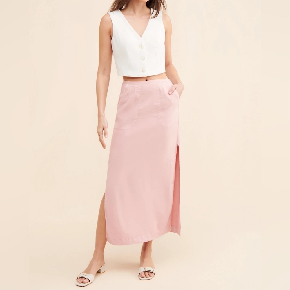 By Anthropologie Side-slit midi skirt